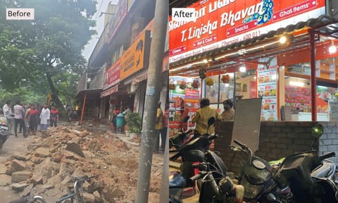 Fast-food outlet in Saraswati Nagar, opposite Perambur railway station, has built a wall on the pavement