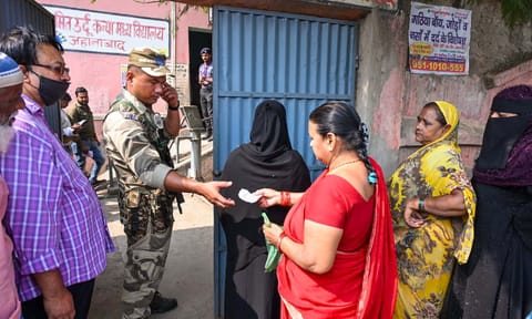 Polling station during the second and final phase of the Bihar Assembly elections (PTI)