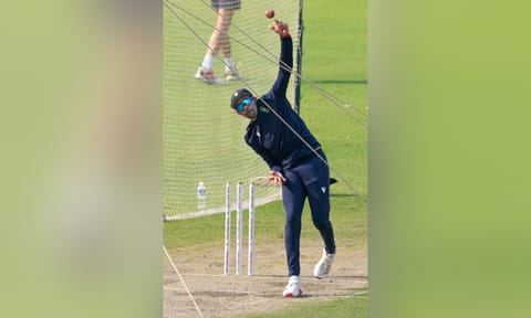 Kolkata: South Africa’s Keshav Maharaj trains at Eden Gardens ahead of the first Test match against India, scheduled from November 14 to 18, 2025, in Kolkata, on Tuesday, November 11, 2025. (PTI)&nbsp;