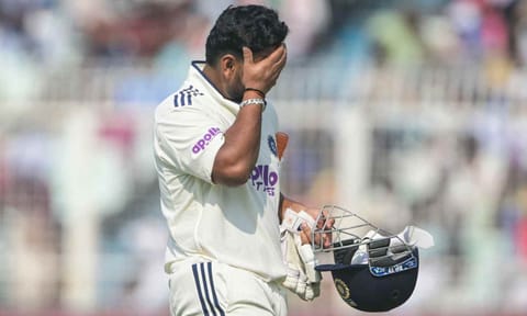 A disheartened Rishabh Pant walks back after falling for two runs&nbsp;