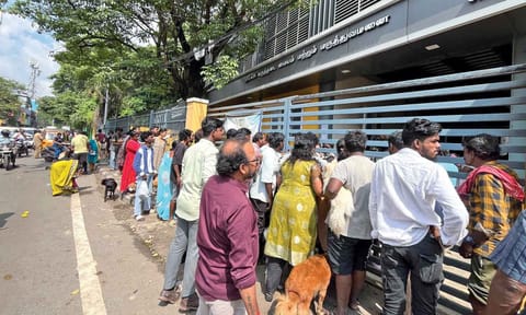 A large number of pet owners waiting outside the Pullianthope ABC centre on Wednesday morning