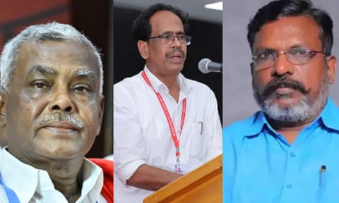 &nbsp;(L-R) P Shanmugam, M Veerapandian, Thol Thirumavalavan