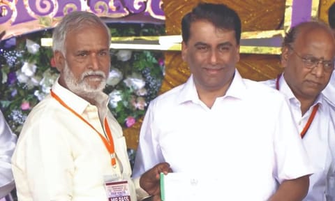 HR&amp;CE Minister PK Sekarbabu handing over CM’s letter