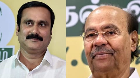 PMK founder Dr S Ramadoss and Anbumani Ramadoss 