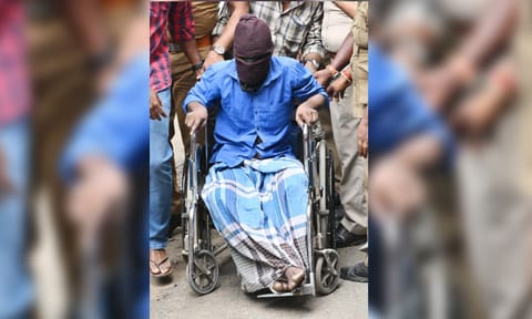 The police bringing the accused in the Coimbatore gang-rape case to the combined court complex in Coimbatore on Thursday.