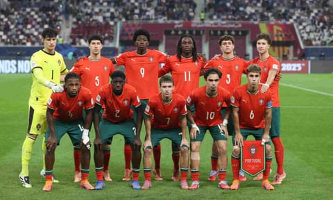 Portugal's players pose before the FIFA U17 World Cup final soccer match between Portugal and Austria in Doha, Qatar, on Thursday, Nov. 27, 2025 (AP)&nbsp;