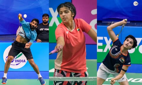 (L-R) Kidambi Srikanth, Tanvi Sharma, Unnati Hooda