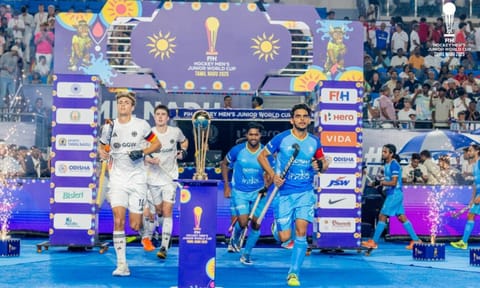 Indian team coming out of the tunnel during the semi-final clash