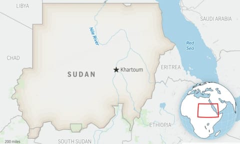 This is a locator map for Sudan with its capital, Khartoum. (AP)