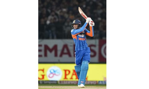 &nbsp;India's Shubman Gill plays a shot during the third T20 International cricket match of a series between India and South Africa, at HPCA Stadium, in Dharamshala, Himachal Pradesh, Sunday, Dec. 14, 2025 (PTI)&nbsp;
