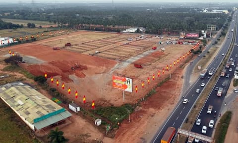 The Vijayamangalam ground being spruced up for TVK's public meeting at Erode&nbsp;