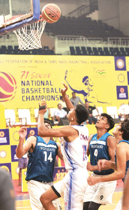 Action from the men?s match between Tamil Nadu and Delhi