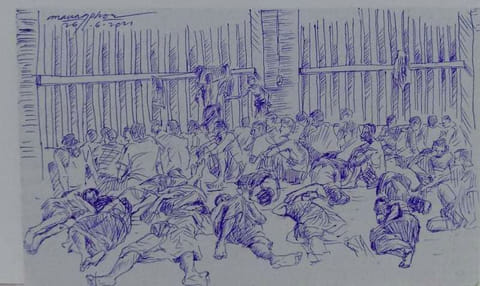 Blue-ink sketches