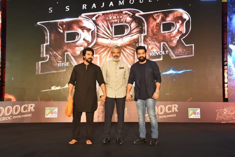 The trio at RRR success party