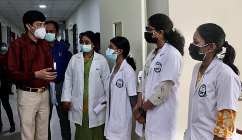 Radhakrishnan interacting with students