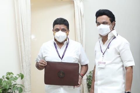 Chief Minister MK Stalin and Finance Minister PTR Palanivel Thiaga Rajan