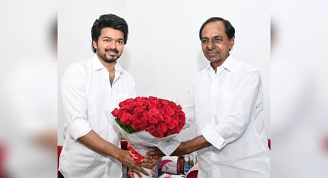 Actor Vijay meets Telangana CM Chandrasekhar Rao