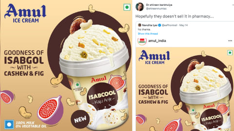 Amul India ad (right) and screengrab of the tweet