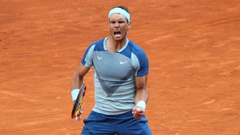 Spain's Rafael Nadal reacts during his third round match against Belgium's David Goffin