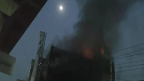 Fire broke out in a building near Mundka metro station on Friday evening