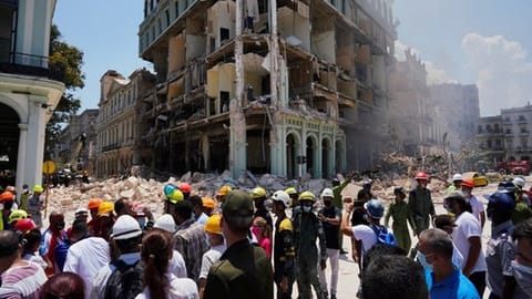 Aftermath of explosion at Hotel Saratoga, in Havana.