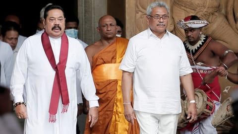 Sri Lanka's Prime Minister Mahinda Rajapaksa and his brother, and Sri Lanka's President, Gotabaya Rajapaksa