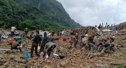 Massive landslide triggered by incessant rains caused damage to Tupul station building of ongoing Jiribam ? Imphal new line project