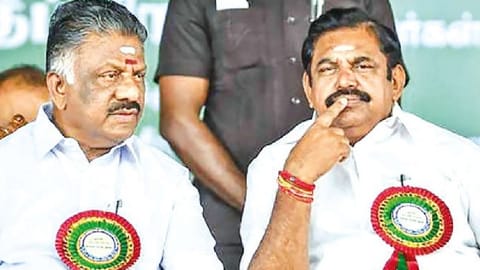 AIADMK leaders O Paneerselvam and Edappadi K Palaniswami