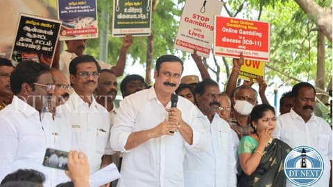 PMK protests for immediate ban on online rummy on Friday