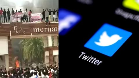 Violent protest demanding justice for the schoolgirl at Kallakurichi on Sunday