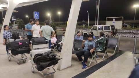 Pakistan team waiting at Chennai airport on Thursday night