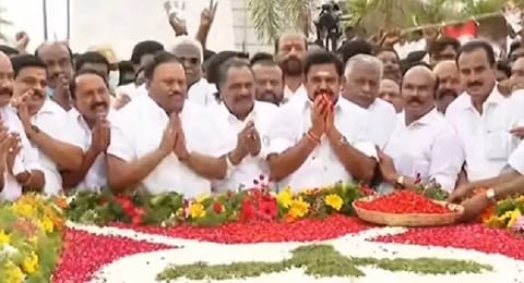 EPS paid floral tributes to former chief minister J Jayalalithaa