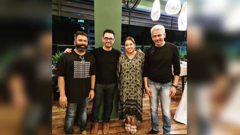 Santhosh Narayanan with Laal Singh Chaddha team