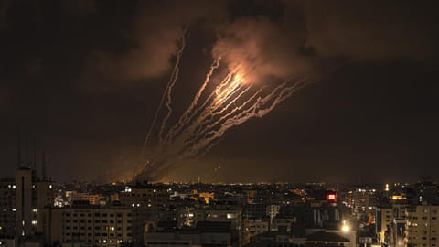 Rockets fired by Palestinian militants toward Israel