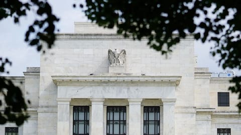 The exterior of the Marriner S. Eccles Federal Reserve Board Building is seen in Washington DC