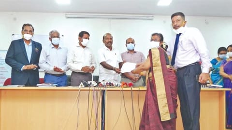 Ma Subramanian handing over certificate to ICH director for the institute being given special status as Centre of Excellence for Rare Diseases recently.
