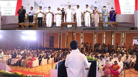 Stalin inaugurating new schemes for the growth of Micro, Small Medium Enterprises and a plan to encourage entrepreneurship development in Madurai.