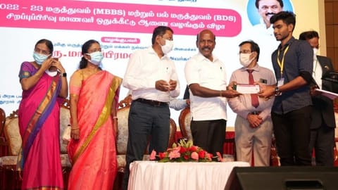 Health Minister Ma Subramanian inaugurating MBBS and BDS counselling for special category 2022-2023 at Government Omandurar hospital.