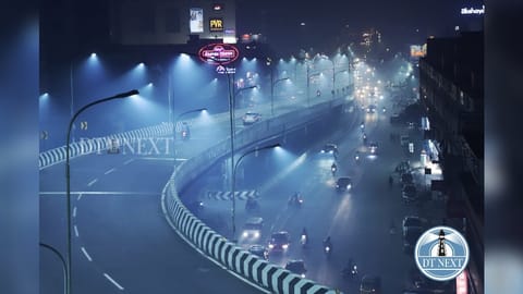City covered in smog from bursting of firecrackers on Deepavali.