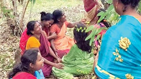 Grief stricken family members of the deceased in Ariyalur on Saturday
