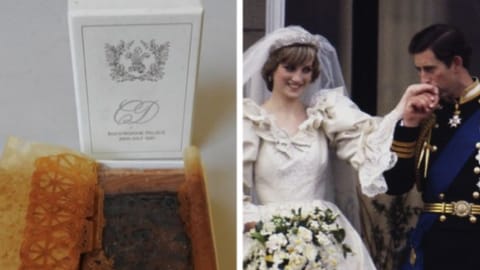Photo of the piece of cake, Princess Diana and King Charles III