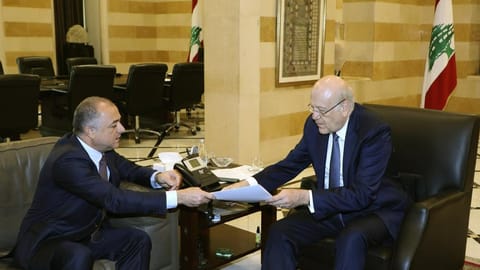 Lebanese Prime Minister Najib Makati and his deputy Elias Bou Saab