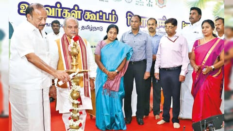 Union Agriculture Minister Narendra Singh Tomar at the farmers? meet in Coimbatore on Friday