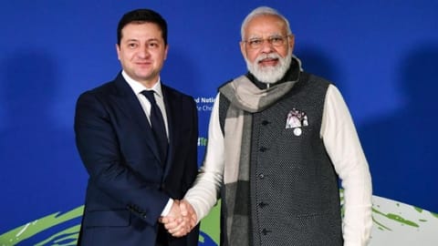 Prime Minister Narendra Modi with Ukraine's President Volodymyr Zelenskyy