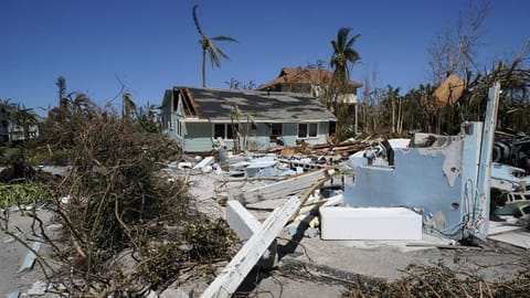Damaged homes and debris is seen on Sanibel Island, in the aftermath of Hurricane Ian.