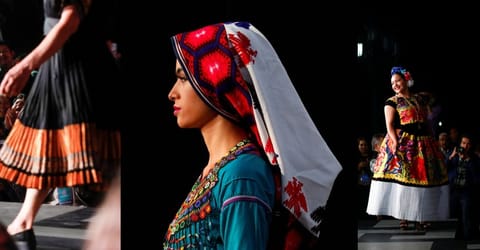 Models presents during original Mexican Textile Art meeting