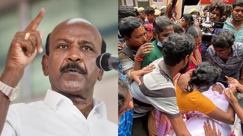 Health Minister Ma Subramanian (L); Chennai football player Priya (R)