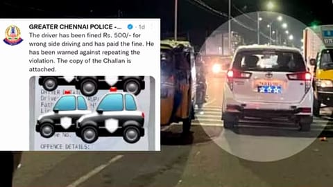 The Chennai Traffic Police took action after a complaint was lodged through social media