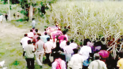 The final rites of a woman, who was killed in a human sacrifice in Kerala, was conducted in her native village Erupatty in Dharmapuri district