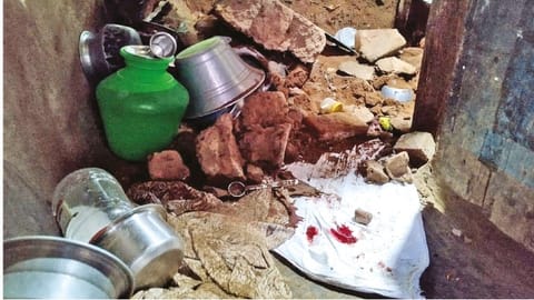 A portion of wall that collapsed when the family was fast asleep